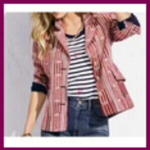 NWOT Cabi 6028 Red Patchwork Blazer Jacket Size Small